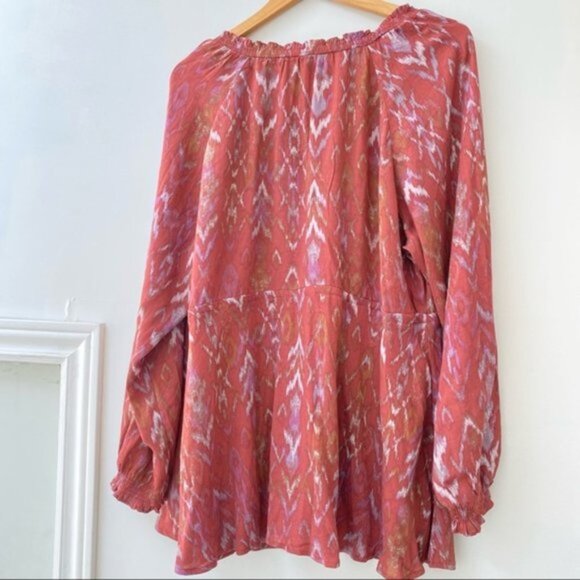 NWT Torrid Red Ikat Gauze Peasant Blouse‎ - Picture 5 of 8